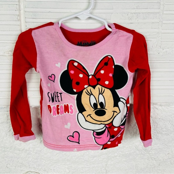 Disney Minnie Mouse Sweet Dreams Pink and Red Long Sleeve pajama Tee size 3T - Picture 10 of 10
